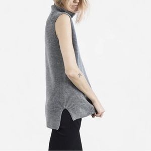Everlane Chunky Wool Sleeveless Turtleneck Sweater Vest Hi-Lo Hem XS
